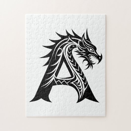 Drache gestalteter Buchstabe A, Drachenalphabet, M Puzzle (Vertikal)