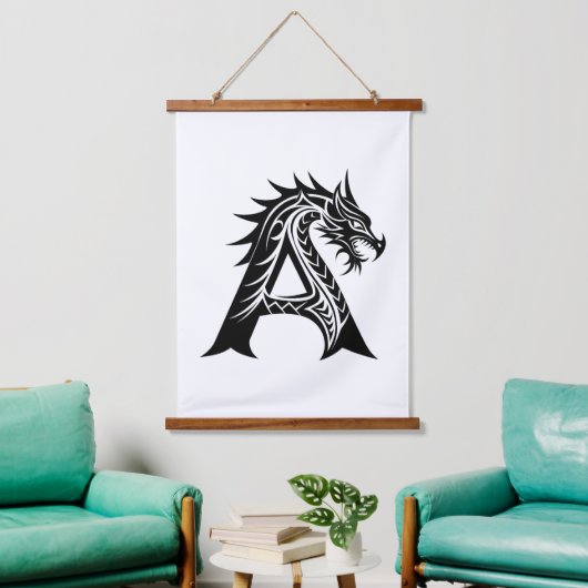 Drache gestalteter Buchstabe A, Drachenalphabet, M Wandteppich Mit Holzrahmen (Wohnzimmer)