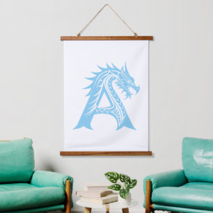 Drache gestalteter Buchstabe A, Drachenalphabet, M Wandteppich Mit Holzrahmen