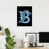 Drache gestalteter Buchstabe B, Drachenalphabet, M Poster (Heimbüro)