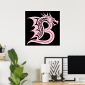 Drache gestalteter Buchstabe B, Drachenalphabet, M Poster (Heimbüro)