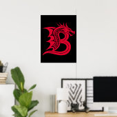 Drache gestalteter Buchstabe B, Drachenalphabet, M Poster (Heimbüro)