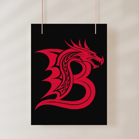 Drache gestalteter Buchstabe B, Drachenalphabet, M Poster