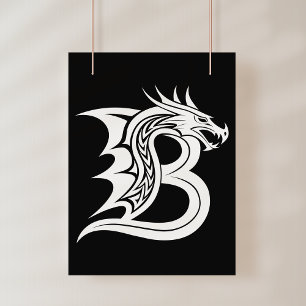 Drache gestalteter Buchstabe B, Drachenalphabet, M Poster