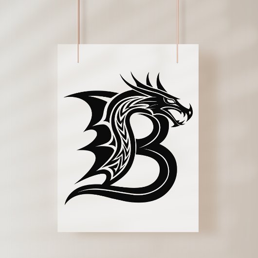Drache gestalteter Buchstabe B, Drachenalphabet, M Poster