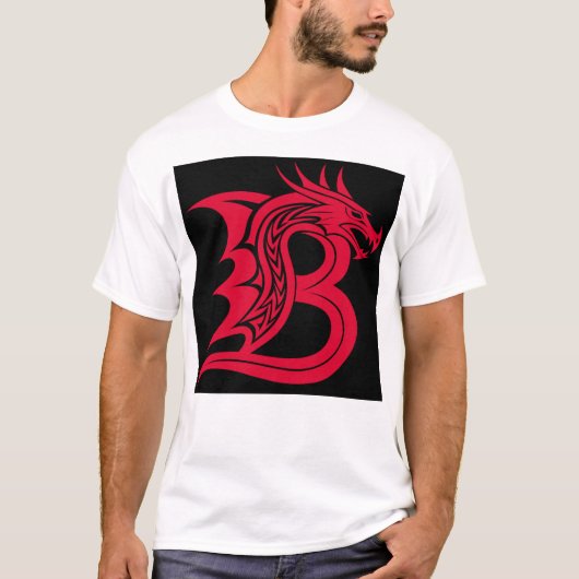 Drache gestalteter Buchstabe B, Drachenalphabet, M T-Shirt (Vorderseite)