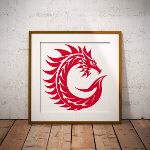 Drache gestalteter Buchstabe C, Drachenalphabet, M Poster