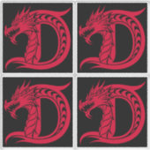 Drache gestalteter Buchstabe D, Drachenalphabet, M Aufkleber (Vorderseite)