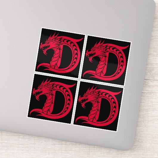 Drache gestalteter Buchstabe D, Drachenalphabet, M Aufkleber (Detail)