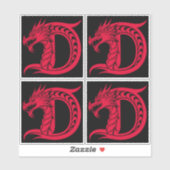 Drache gestalteter Buchstabe D, Drachenalphabet, M Aufkleber (Blatt)