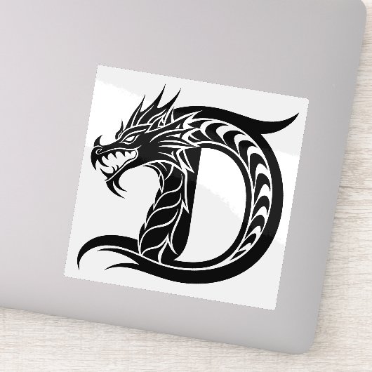 Drache gestalteter Buchstabe D, Drachenalphabet, M Aufkleber (Detail)