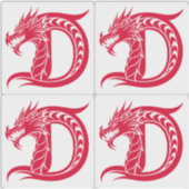 Drache gestalteter Buchstabe D, Drachenalphabet, M Aufkleber (Vorderseite)