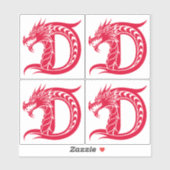 Drache gestalteter Buchstabe D, Drachenalphabet, M Aufkleber (Blatt)