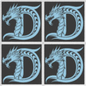 Drache gestalteter Buchstabe D, Drachenalphabet, M Aufkleber (Vorderseite)