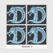 Drache gestalteter Buchstabe D, Drachenalphabet, M Aufkleber (Blatt)