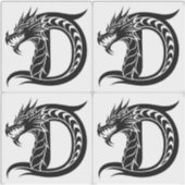 Drache gestalteter Buchstabe D, Drachenalphabet, M Aufkleber (Vorderseite)