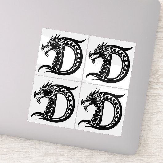 Drache gestalteter Buchstabe D, Drachenalphabet, M Aufkleber (Detail)