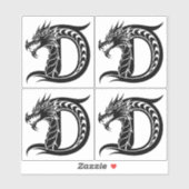 Drache gestalteter Buchstabe D, Drachenalphabet, M Aufkleber (Blatt)