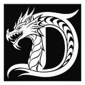 Drache gestalteter Buchstabe D, Drachenalphabet, M Fotodruck (Vorne)