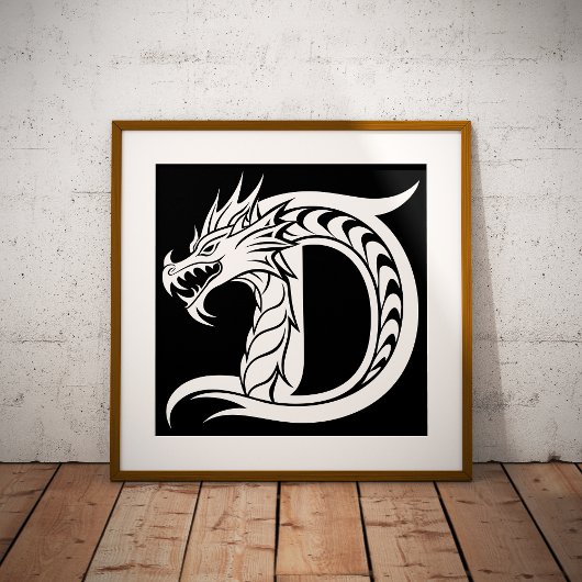 Drache gestalteter Buchstabe D, Drachenalphabet, M Fotodruck