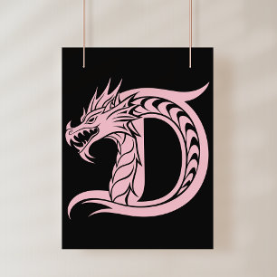 Drache gestalteter Buchstabe D, Drachenalphabet, M Fotodruck