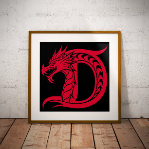 Drache gestalteter Buchstabe D, Drachenalphabet, M Fotodruck