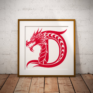 Drache gestalteter Buchstabe D, Drachenalphabet, M Fotodruck