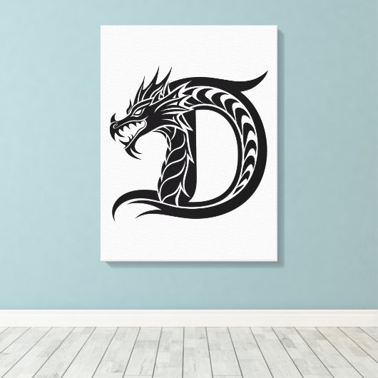 Drache gestalteter Buchstabe D, Drachenalphabet, M Leinwanddruck (Insitu (Holzboden))