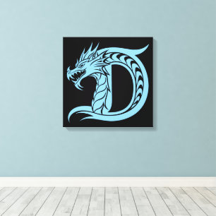 Drache gestalteter Buchstabe D, Drachenalphabet, M Leinwanddruck