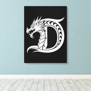 Drache gestalteter Buchstabe D, Drachenalphabet, M Leinwanddruck