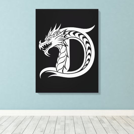Drache gestalteter Buchstabe D, Drachenalphabet, M Leinwanddruck (Insitu (Holzboden))