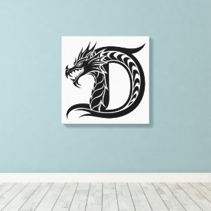 Drache gestalteter Buchstabe D, Drachenalphabet, M Leinwanddruck
