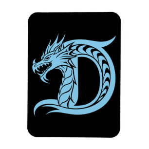 Drache gestalteter Buchstabe D, Drachenalphabet, M Magnet