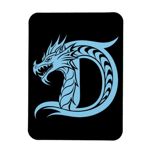 Drache gestalteter Buchstabe D, Drachenalphabet, M Magnet (Vertikal)