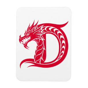 Drache gestalteter Buchstabe D, Drachenalphabet, M Magnet