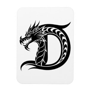 Drache gestalteter Buchstabe D, Drachenalphabet, M Magnet