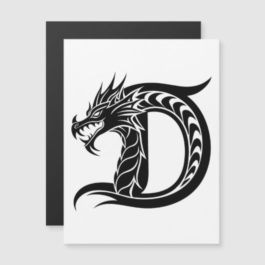 Drache gestalteter Buchstabe D, Drachenalphabet, M Magneteinladung (Vorne/Hinten)
