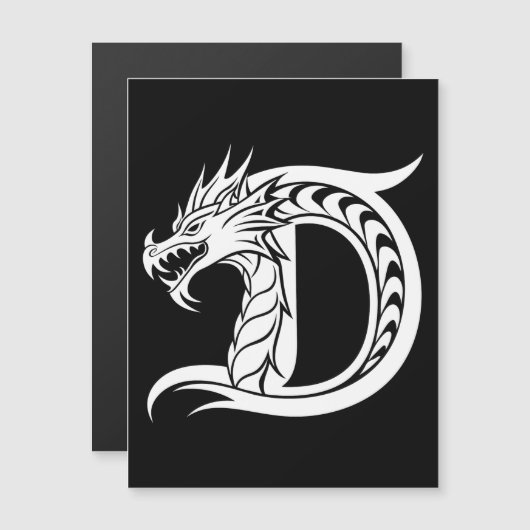 Drache gestalteter Buchstabe D, Drachenalphabet, M Magneteinladung (Vorne/Hinten)