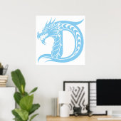 Drache gestalteter Buchstabe D, Drachenalphabet, M Poster (Heimbüro)