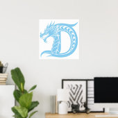 Drache gestalteter Buchstabe D, Drachenalphabet, M Poster (Heimbüro)