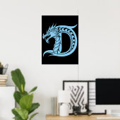 Drache gestalteter Buchstabe D, Drachenalphabet, M Poster (Heimbüro)