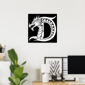 Drache gestalteter Buchstabe D, Drachenalphabet, M Poster (Heimbüro)