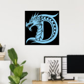 Drache gestalteter Buchstabe D, Drachenalphabet, M Poster (Heimbüro)