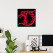 Drache gestalteter Buchstabe D, Drachenalphabet, M Poster (Heimbüro)