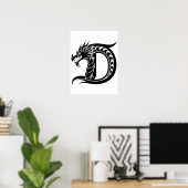 Drache gestalteter Buchstabe D, Drachenalphabet, M Poster (Heimbüro)