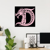Drache gestalteter Buchstabe D, Drachenalphabet, M Poster (Heimbüro)