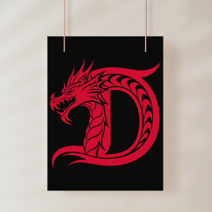 Drache gestalteter Buchstabe D, Drachenalphabet, M Poster