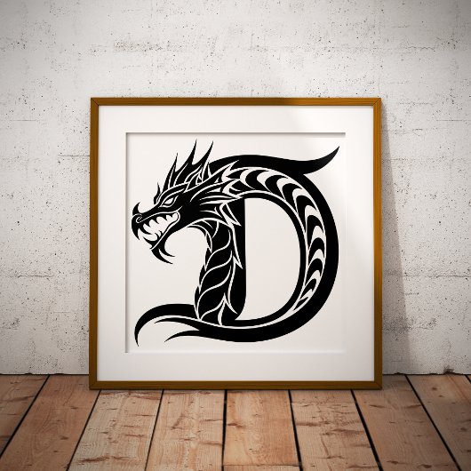 Drache gestalteter Buchstabe D, Drachenalphabet, M Poster
