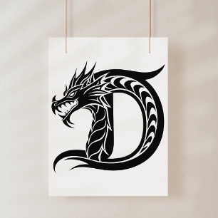 Drache gestalteter Buchstabe D, Drachenalphabet, M Poster