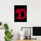 Drache gestalteter Buchstabe D, Drachenalphabet, M Poster (Heimbüro)